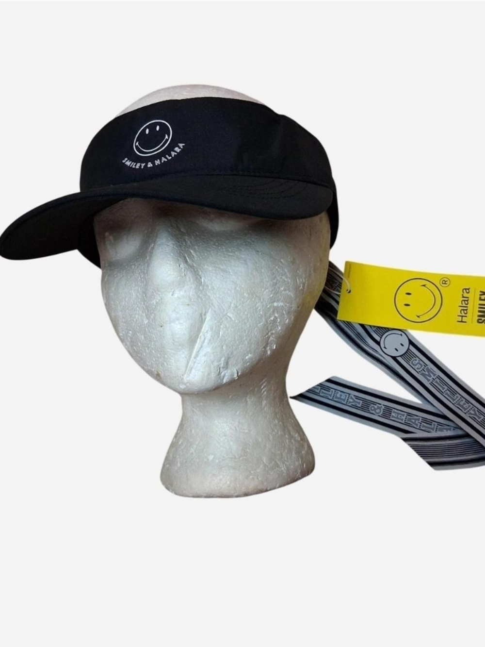 HALARA Black Smile Visor with Striped Ties